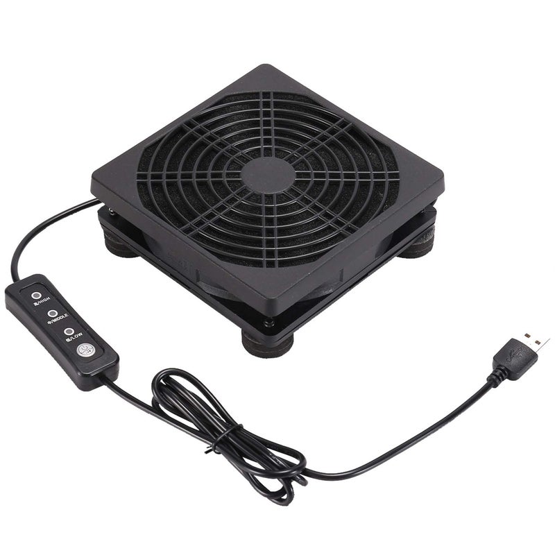 PANO-MOUNTS Upgraded 120mm 5V USB Powered PC Router Fan with Speed Controller High Airflow Cooling Fan for Router Modem DVR PlayStation TV Box and Other Electronics - Image 1